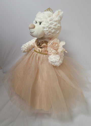 KINNEX COLLECTIONS SINCE 1997 20'' Teddy Bear with Elegant Dress (Centerpiece) ~ B16631N-34G (Champane)