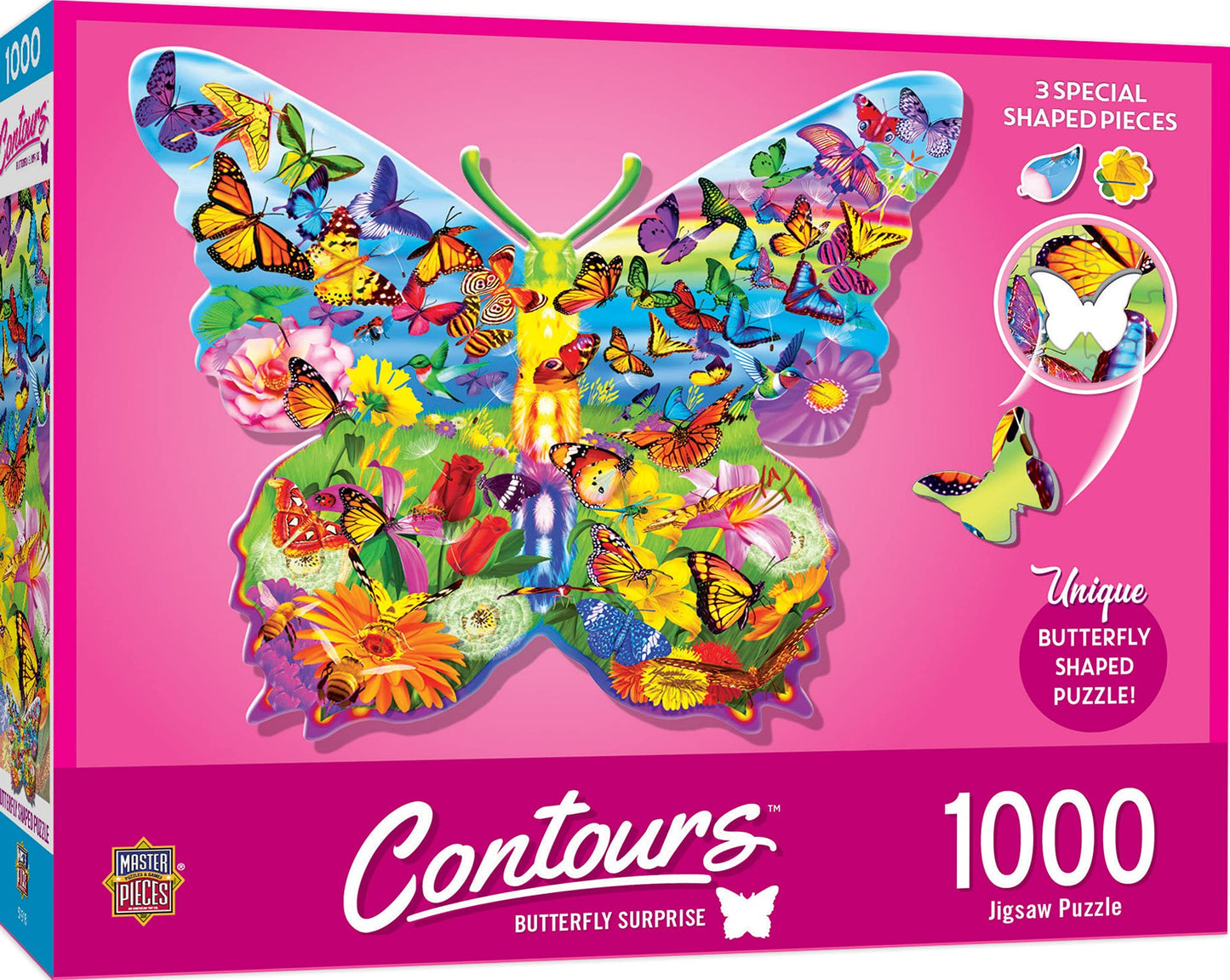 MasterPieces 1000 Piece Jigsaw Puzzle - Butterfly Surprise, Cardboard, 28.22"x 24.03", Model 72051, Ideal for Adults & Families