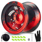 HKSOD Yoyo Professional Responsive Yoyo for Kids Beginners  Unresponsive Professional Yoyos for mature-themed  Trick Yoyos for Advanced Players with Bearing Accessories+Removal Tool (Black & Red)