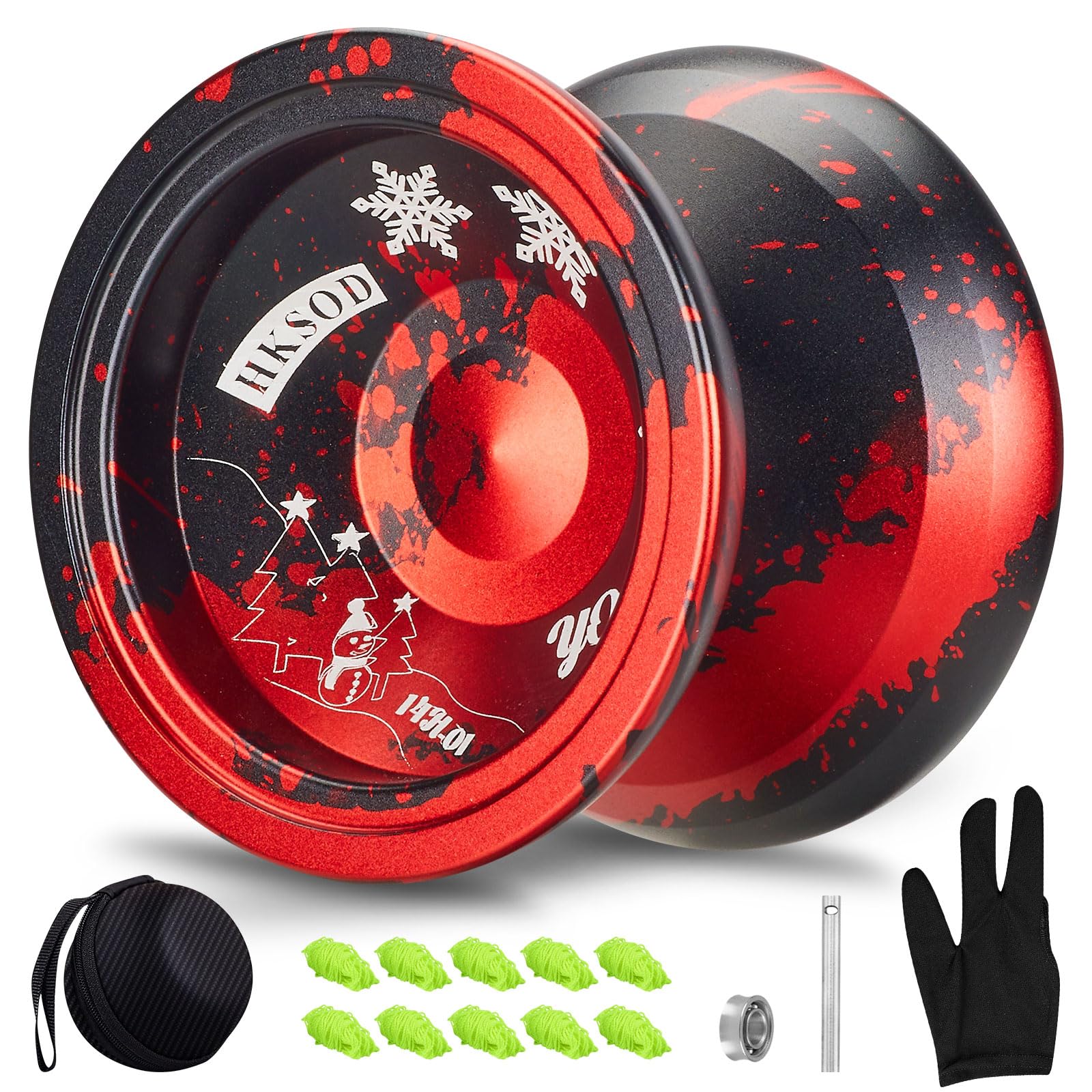 HKSOD Yoyo Professional Responsive Yoyo for Kids Beginners  Unresponsive Professional Yoyos for mature-themed  Trick Yoyos for Advanced Players with Bearing Accessories+Removal Tool (Black & Red)