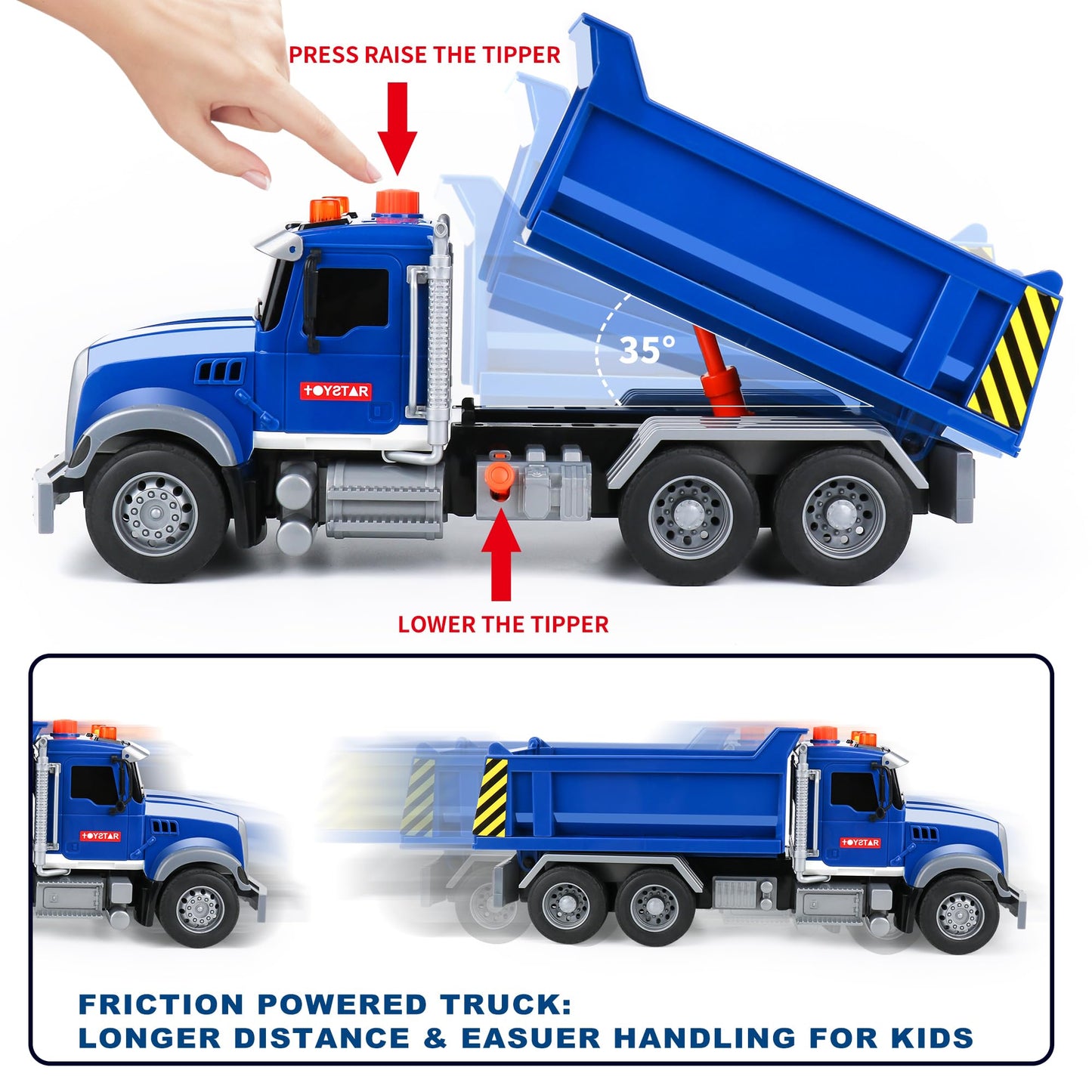 Dwi Dowellin Toddler Trucks Toys for Boys Age 3-5,Big Dump Truck with Lights and Sounds,Kids Boy Toys Christmas Birthday Gift Ca