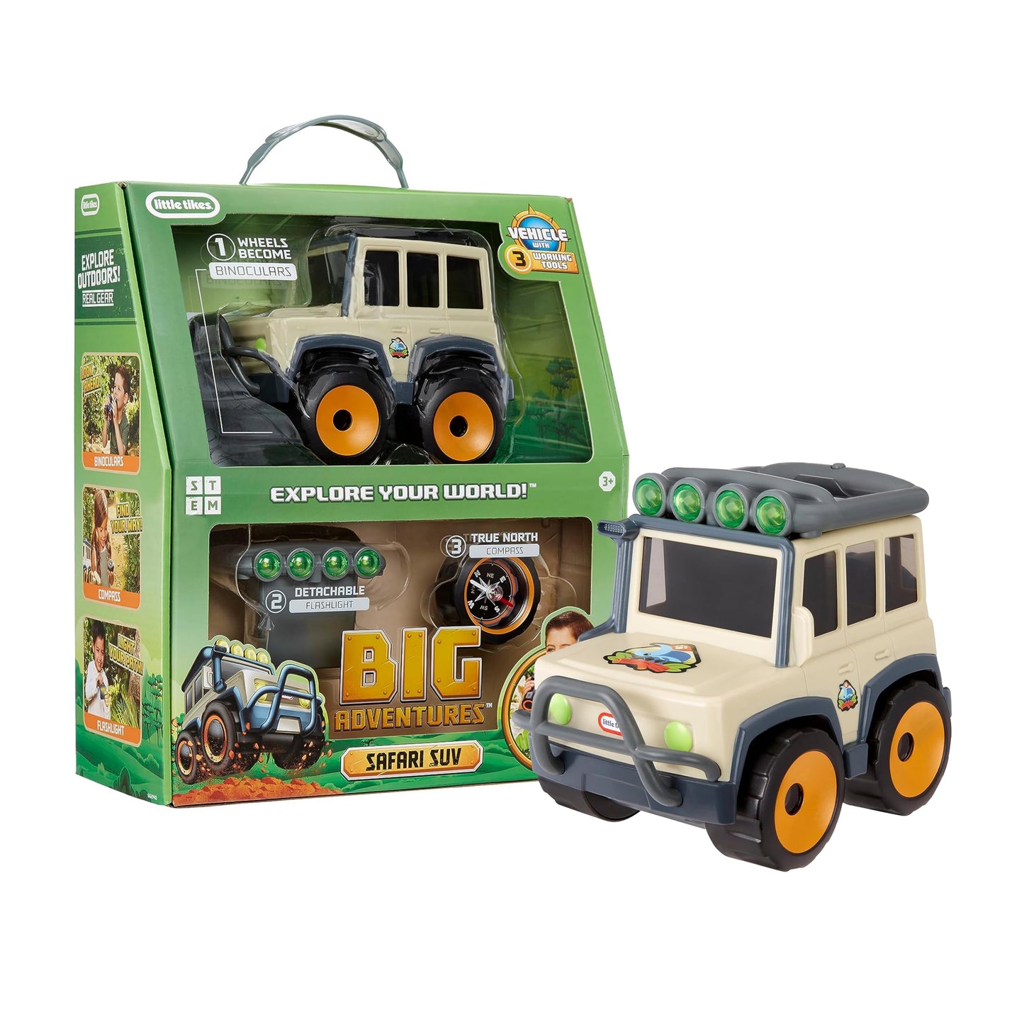Little Tikes Big Adventures Binocular Searching Safari Suv Stem Toy Vehicle With Binoculars, Flashlight, And Compass For Girls, 