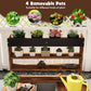 Costzon Kids Potting Bench, Wood Toy Gardening Center with 4 Pots, Chalkboard, Removable Sink, Storage Shelves, Mud Kitchen for