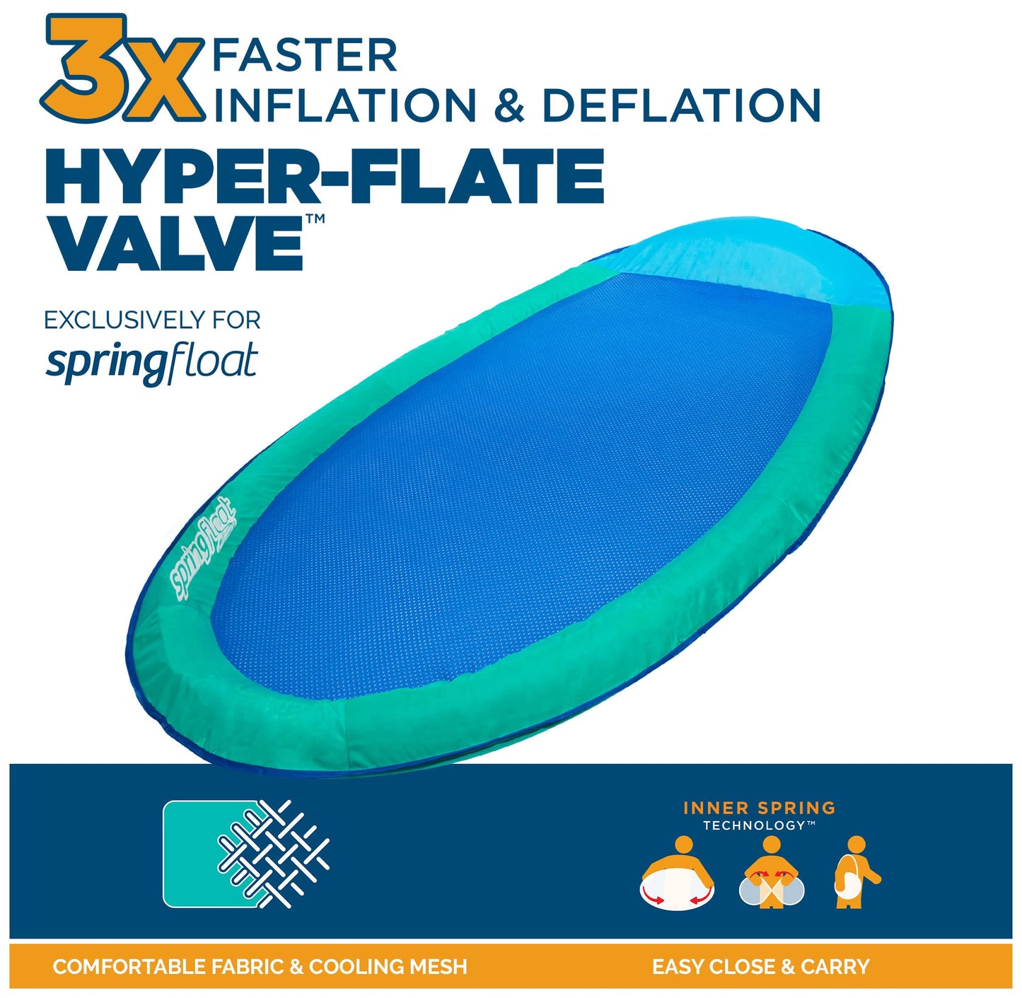 SwimWays Spring Float Original Pool Lounge Chair, Inflatable Adult Floats, Aqua, Fast Inflation, Model 6061741, Ages 15 & Up