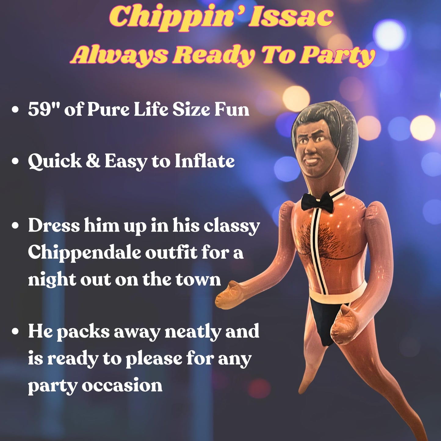 Merrimix - Isaac Inflatable Blow Up Doll with Chippendale Costume, Gag Gifts for Men, Bachelor Party Favors and Decorations Bach