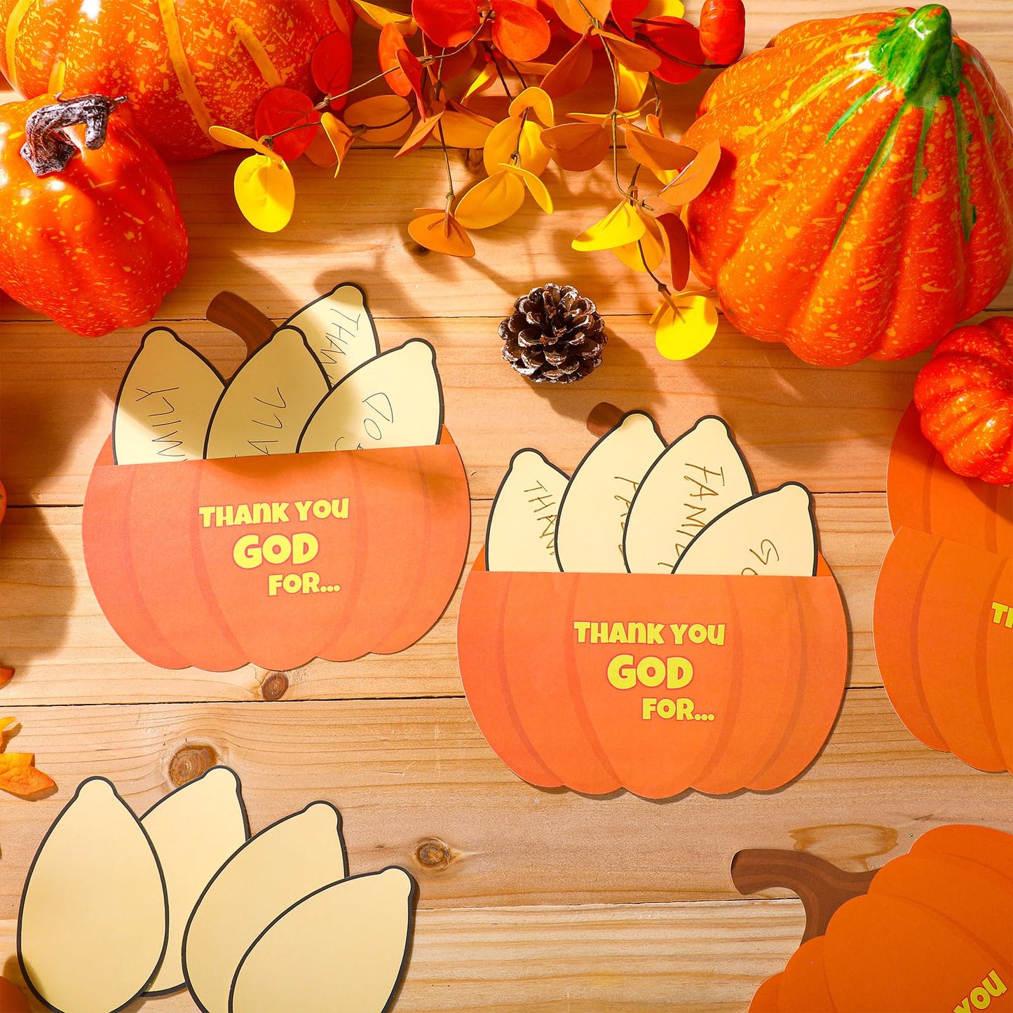AmazingSpark 36 Set Thanksgiving Pumpkin Craft Kits Christian Give Thanks Crafts Pumpkin Seeds Thank You God Decorations for Tha