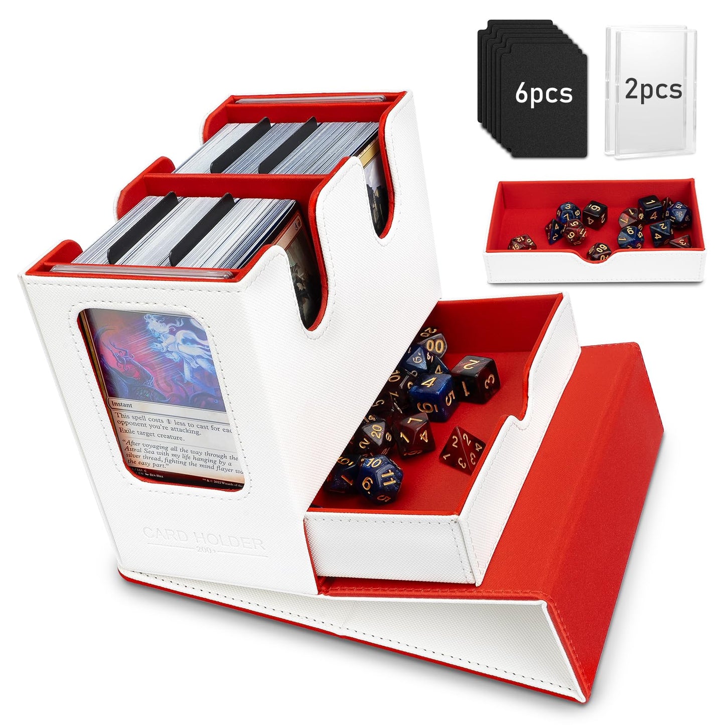 TiMOVO MTG Deck Box, MTG Commander Card Deck Box with Commander Display & Dice Tray Fits 400+ Unsleeved Cards, Leather Magnetic Card Storage Case TiMOVO MTG Deck Box, MTG Commander Card Deck Box with Commander Display & Dice Tray Fits 400+ Unsleeved Cards, Leather Magnetic Card Storage Case