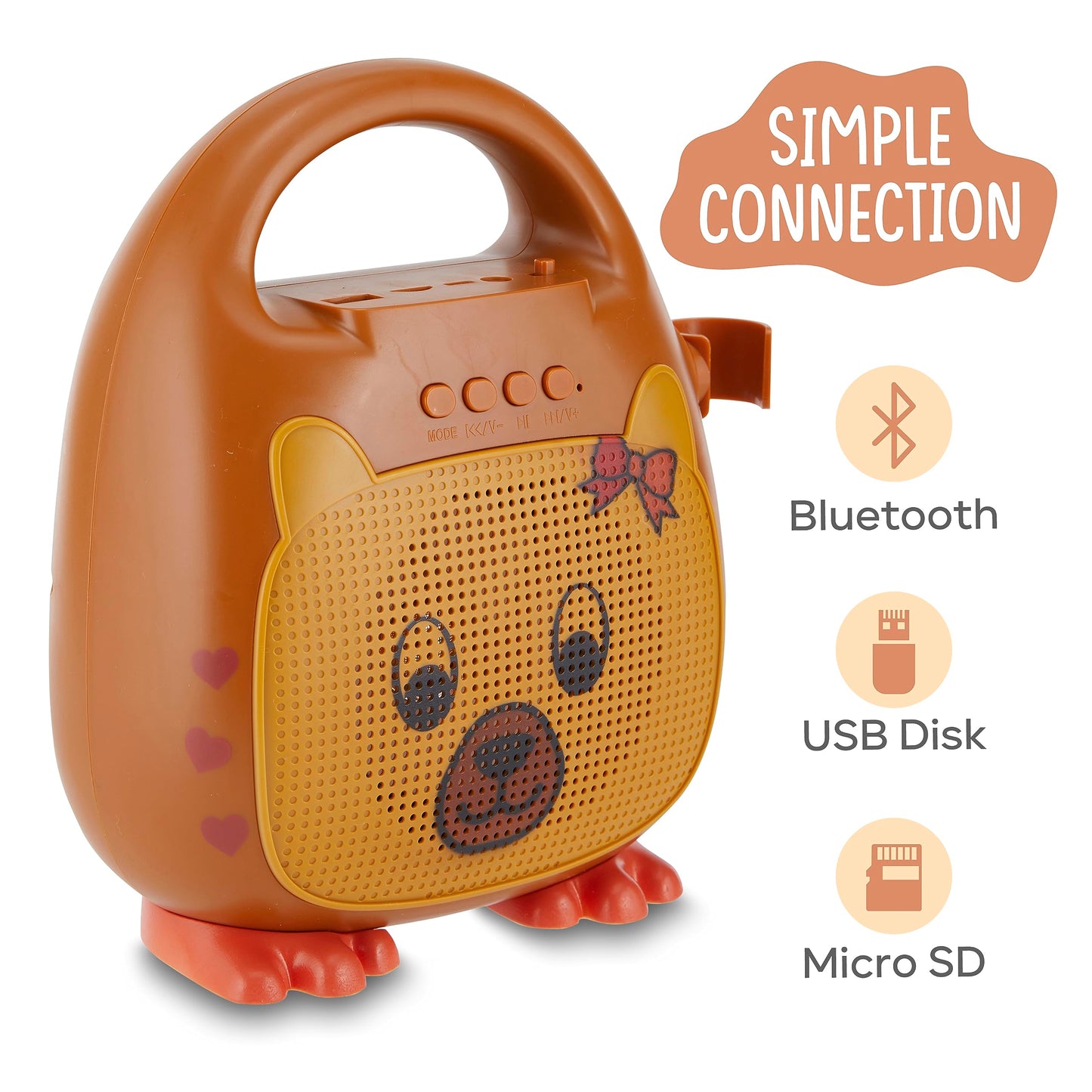 Singimals Kids Karaoke Speaker With Microphone - Unleash Your Child'S Inner Superstar, Bluetooth V5.1, 12H Playtime, 5W Speaker, Multicolor Led Lighting, Theo The Bear
