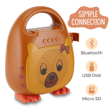 Singimals Kids Karaoke Speaker With Microphone - Unleash Your Child'S Inner Superstar, Bluetooth V5.1, 12H Playtime, 5W Speaker, Multicolor Led Lighting, Theo The Bear