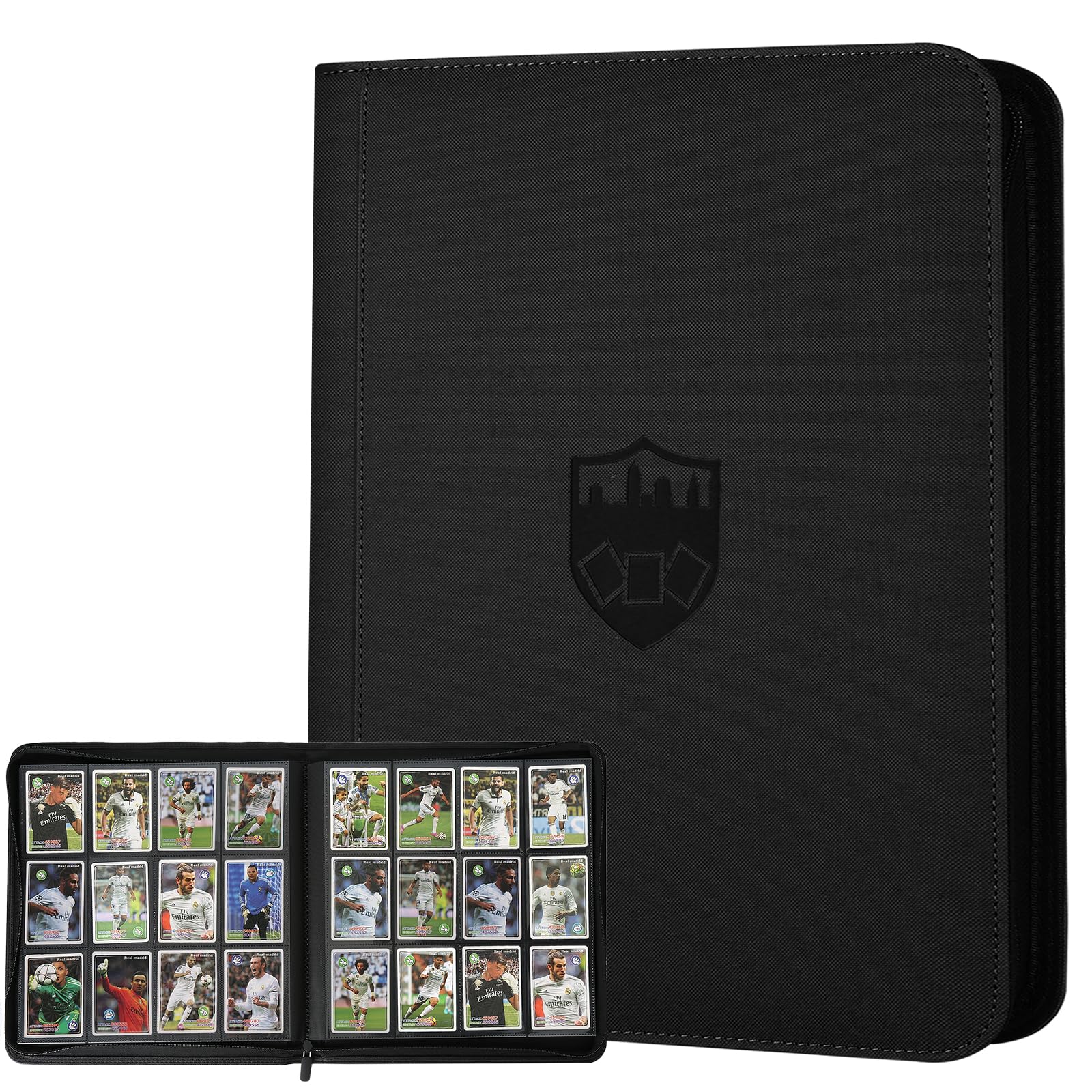 Trading Card Binder 12 Pocket  GERMUN PU Cover Card Binder for 720 Cards  enhanced Trading Card Holder Folders  Double Sided Pocket Card Album for MTG  TCG (Black)