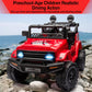 Hetoy Electric Car For Kids, 12V Ride On Truck Car With Remote Control Spring Suspension, Led Lights, Music, 3 Speeds