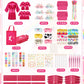 Suhine 6 Set Spa Party Supplies for Girls, Kids Satin Robes Nail Salon Kit Spa Kit Accessories for Birthday Party Favors (Rose R