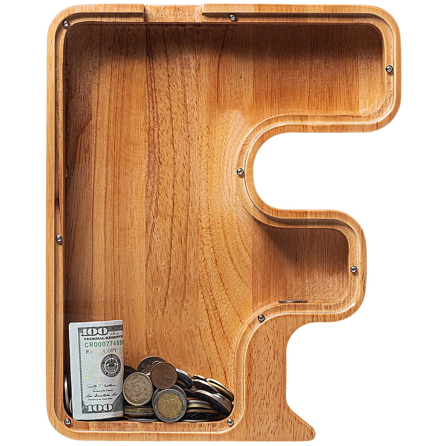 Sulevalt 12 Extra Large Wooden Letter Piggy Banks - Piggy Banks for Boys Girls Kids  Alphabet Money Banks with Initial F - Coin Banknote Bank Birthday/Christmas for Kids