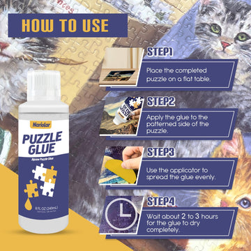 Nariolar Puzzle Glue Clear 8 Oz (240Ml) With Applicator, Jigsaw Puzzle Glue For 1000/3000/6000 Pieces, Framing Puzzles, Quick Dr