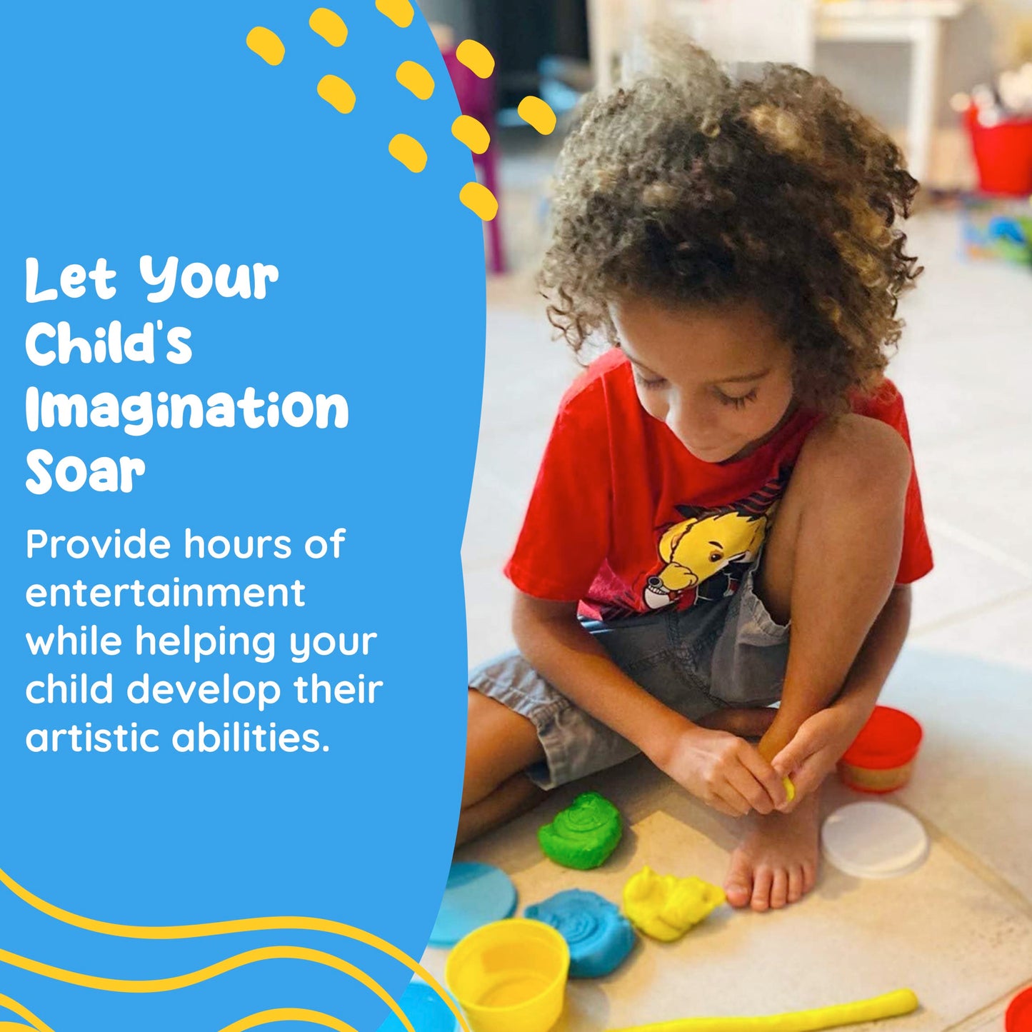 Modeling Clay for Kids - 12 Super Soft & 100% Natural Doughs Made from Wheat Flour - 100g Per Can of Reusable & Vibrant Clay Mod