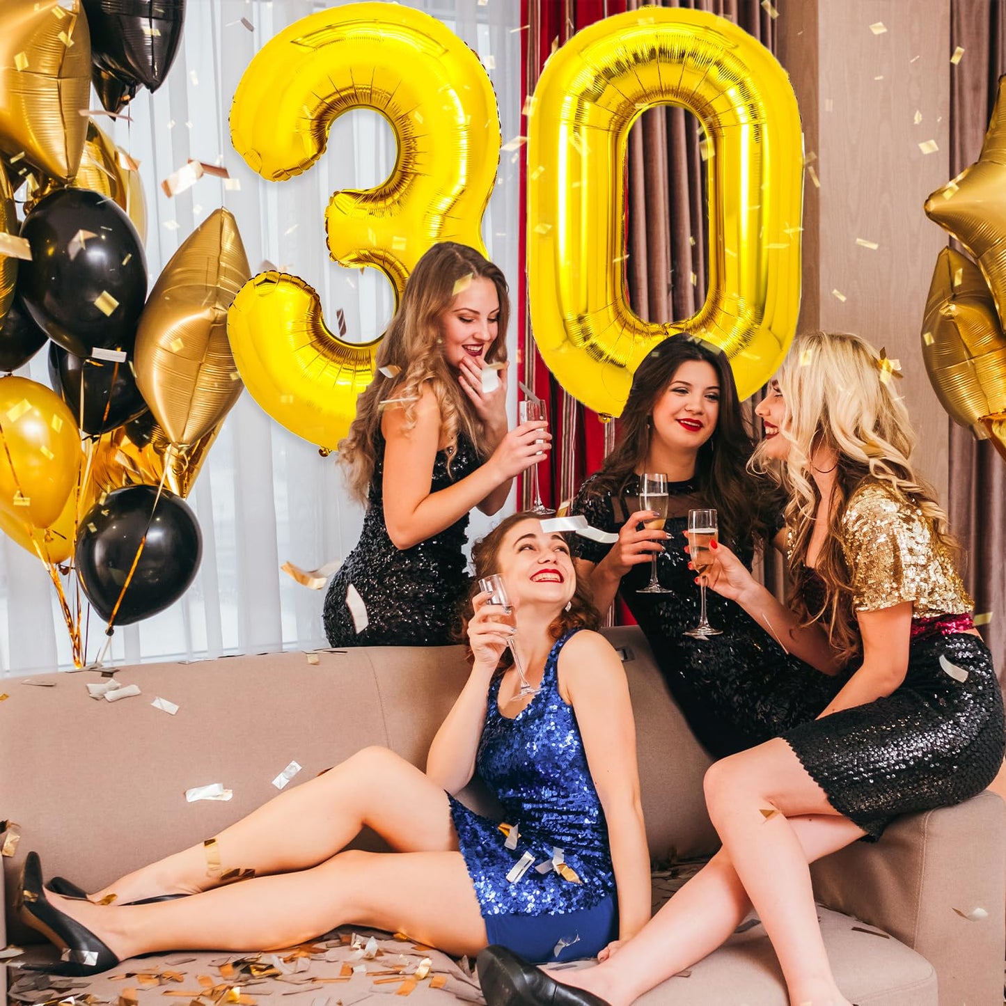 PIGETALE 40 Inch Gold Jumbo Number Balloons 0-9, Foil Mylar Helium for Birthday Parties, Celebrations, and Anniversaries