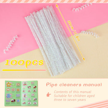 Giwrmu 100 Pieces Pipe Cleaners Chenille Stem, Glitter Laser Color Pipe Cleaners Craft, Fuzzy Sticks Craft Supplies, Colored Pip