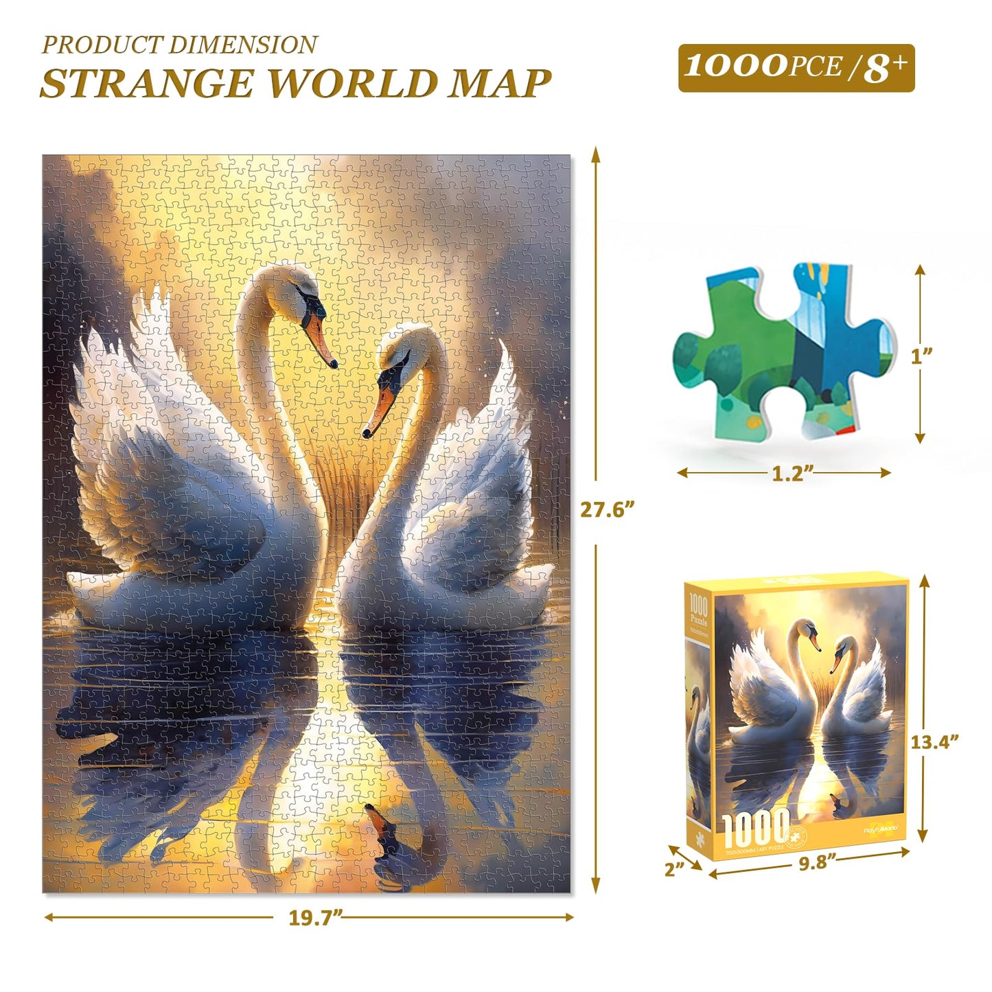 Elx 1000 Piece Jigsaw Puzzle For Adults,The Lake White Swan Unique Difficult And Challenge Large Puzzle Game, Room Wall Decor (2