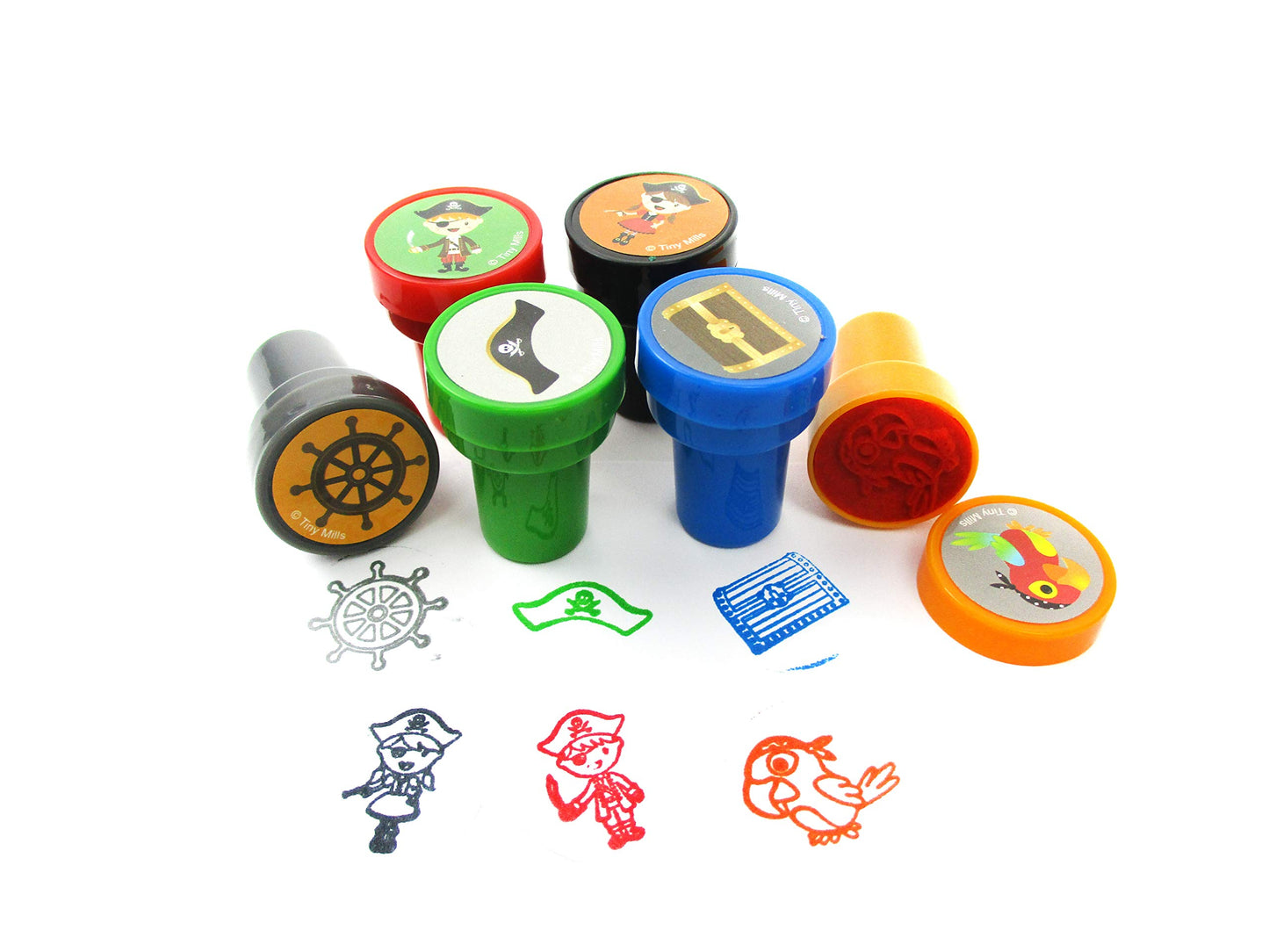 TINYMILLS 24 Pcs Pirate Stampers for Kids Pirate Birthday Party, Party Favors for Pirate Themed Party, Goody Bag Stuffers, Pinat