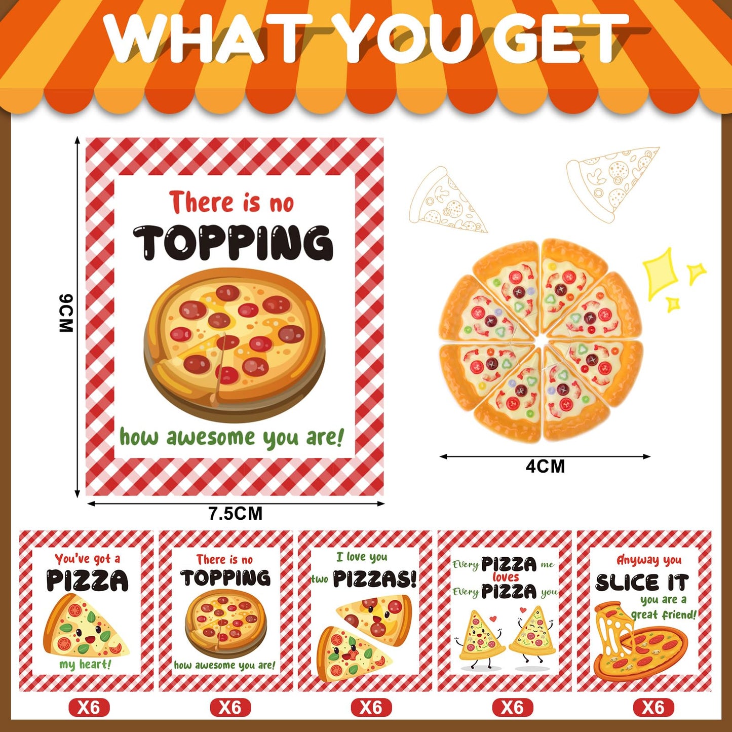 Saypacck 30 Pack Valentines Day Gifts with Mini Pizza Pens Valentine Cards Pizza Party Favors for Gifts Exchange