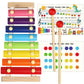 Looikoos Xylophone For Kids Wood Xylophone With 2 Mallets Educational& Preschool Learning Baby Percussion Wooden Musical Instruments Toys For Boys And Girls