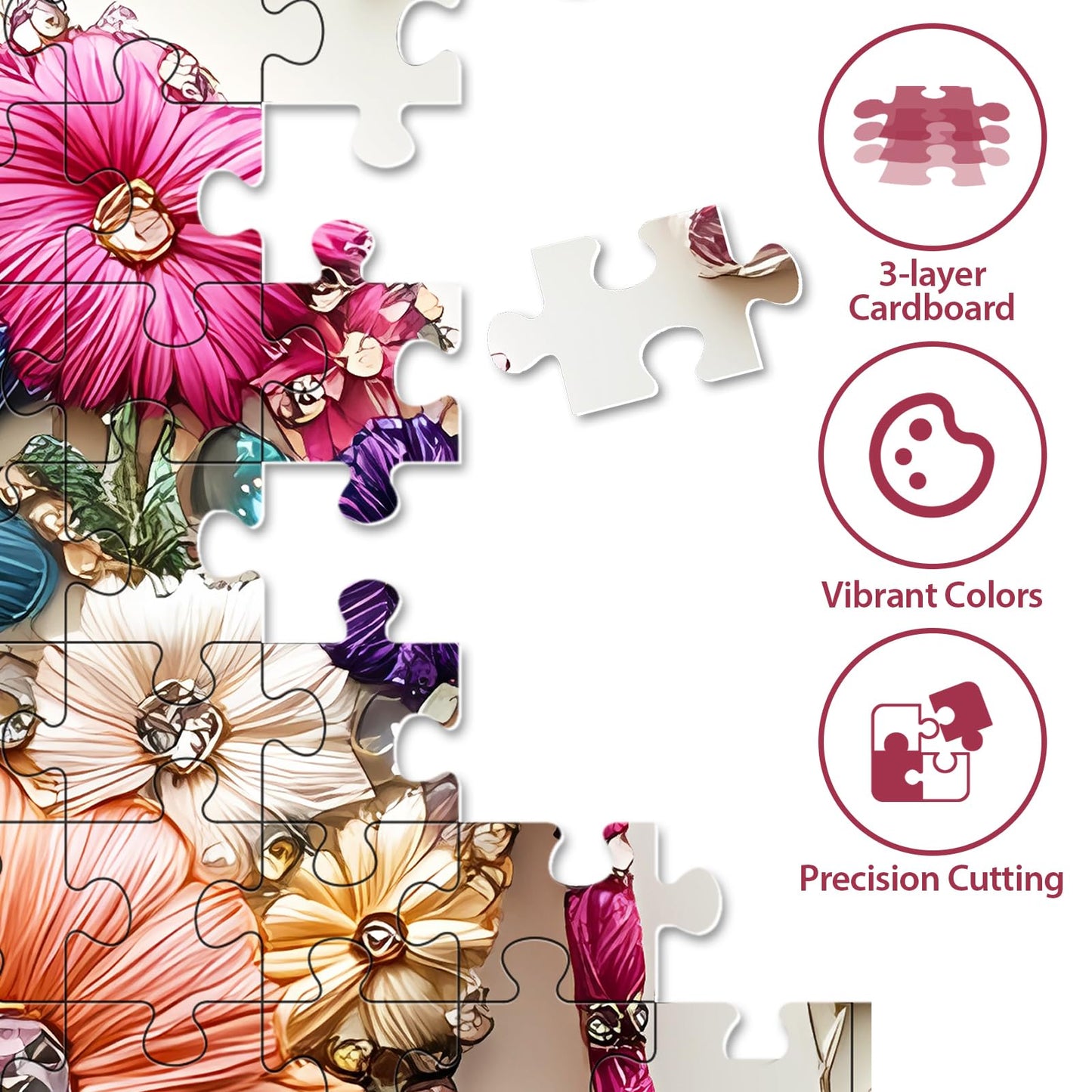 Puzzles 500 Pieces for mature-themeds  Elephant Jigsaw Puzzle 500 Pieces for mature-themeds Seniors Kids  Colorful Crystal Flower Puzzles Beautiful Diamond Art Puzzle Challenging  Family Game Great Gift 20.5 * 15in