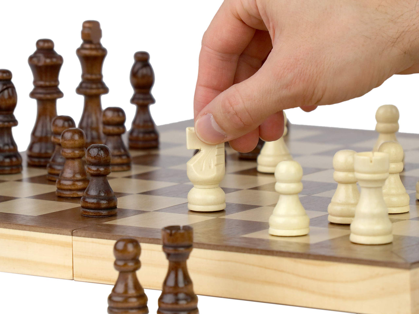 Regal Games Wooden Chess Sets For Adults With Folding Chess Board (15 X 15) & Wood Chess Pieces | Travel & Portable Table Games For Fun Family Game Night