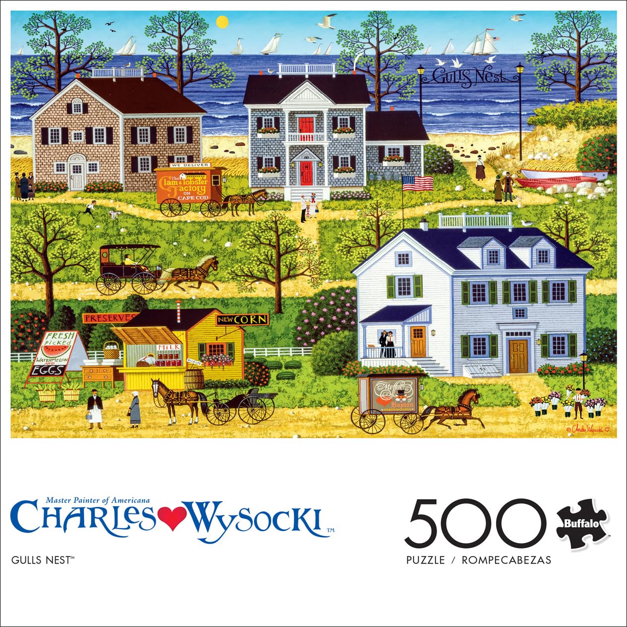 Buffalo Games 500 Piece Jigsaw Puzzle - Charles Wysocki Gull's Nest - Large Multicolor Paper Puzzle for Adults - Model 37007