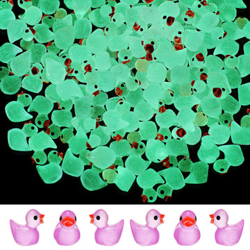 150 Pcs Luminous Tiny Ducks Mini Resin Ducks Miniature Duck Figures Micro Dollhouse Duck Accessories Landscape Gardening Decorat