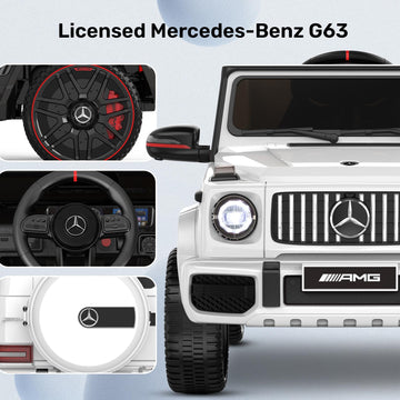 Anpabo Licensed Mercedes-Benz G63 Car For Kids, 12V Ride On Car W/Parent Remote Control, Led Headlights, Music Player & Horn, Soft Start, Low Battery Prompt, Kids Electric Vehicle, White