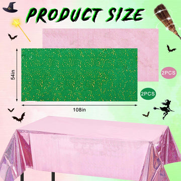 LOYIM 4 Pcs Holographic Tablecloth for Party Pink and Green 54  x 108  Iridescent Metallic Plastic Glitter Laser Table Covers Wi