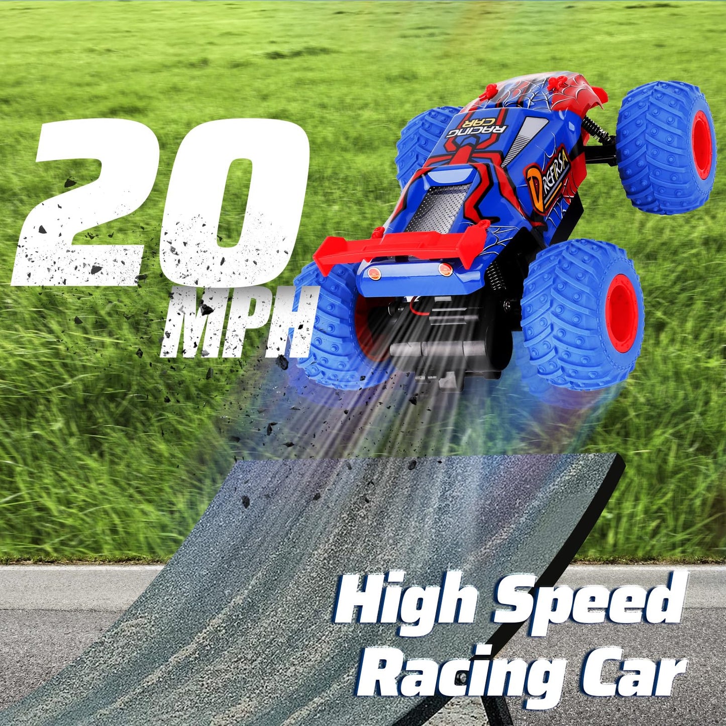 Drefirsa 1:18 Spider Remote Control Car For Boys Age 6-12, 20Mph All Terrian Remote Control Monster Truck With Colorful Bodyligh