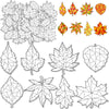 Qeeenar 80 Pcs Color Your Own Thanksgiving Fall Leaves DIY Coloring Leaves Craft for Kids Coloring Autumn Maple Leaf Ornaments f