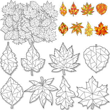 Qeeenar 80 Pcs Color Your Own Thanksgiving Fall Leaves DIY Coloring Leaves Craft for Kids Coloring Autumn Maple Leaf Ornaments f