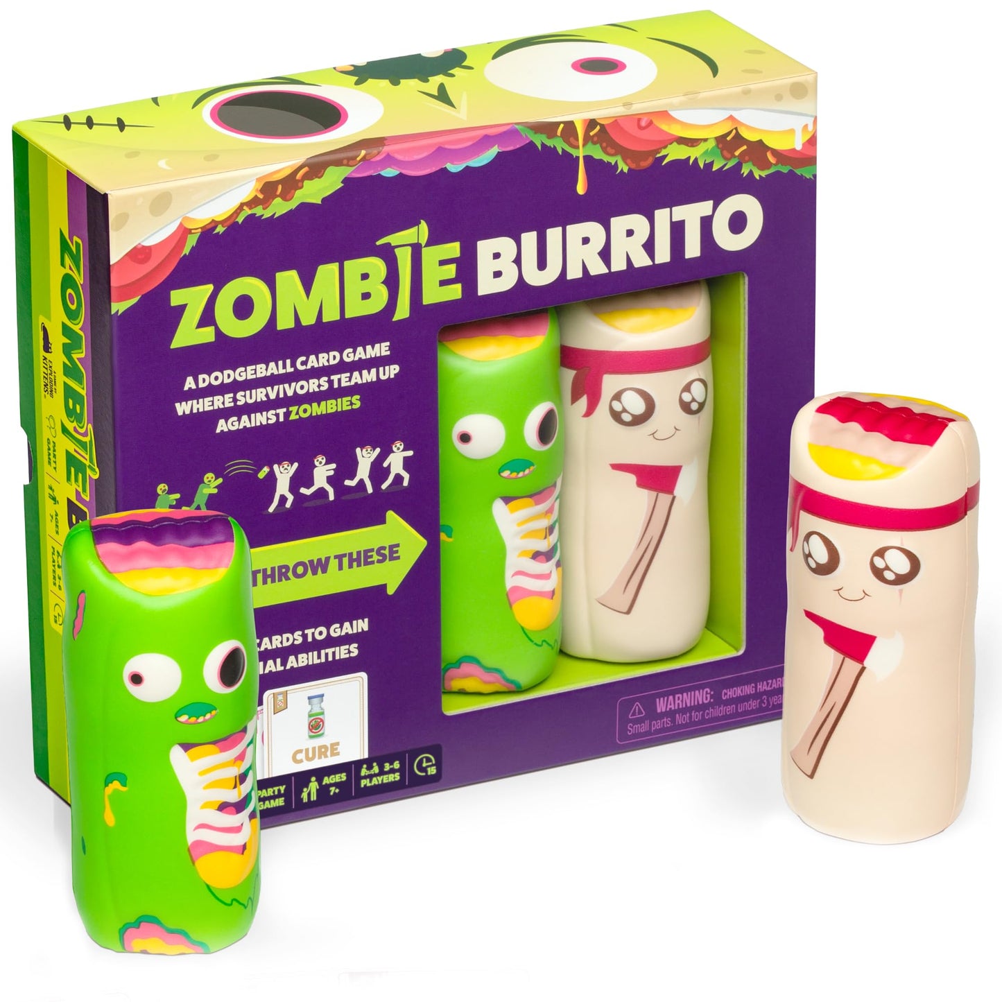 Zombie Burrito by Exploding Kittens - 3-6 Players - Ages 7+ - 15 Minutes to Play - Dodgeball Zombie Card Game - Party Game  Family Game Night  Kid and mature-themed Card Game
