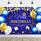 YinQin 180x120 cm Glitter Navy Blue Gold Happy Birthday Party Backdrops Cloth 71x47 inch Birthday Photography Backgrounds Royal 