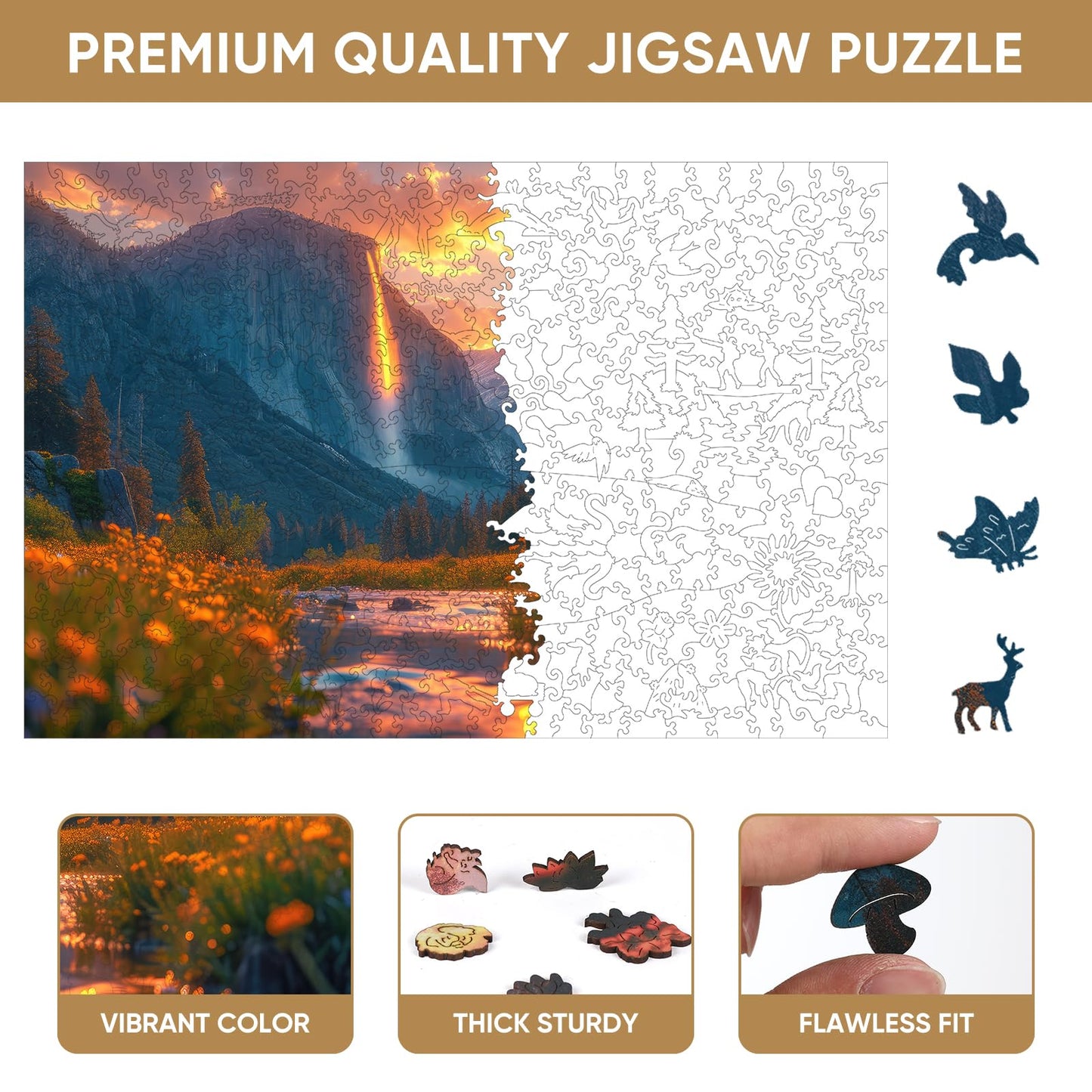 Reouinty 300 Piece Wooden Jigsaw Puzzle - Grand Canyon Landscape Home Decor, Valley View, Great Gift for Adults and Teens - 15.9 x 11.2 in