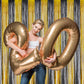 Melsan Foil Curtain Tinsel Backdrop - 3.2ft X 8ft Black and Gold Fringe Curtain Photo Streamers Backdrop for Halloween, Graduati