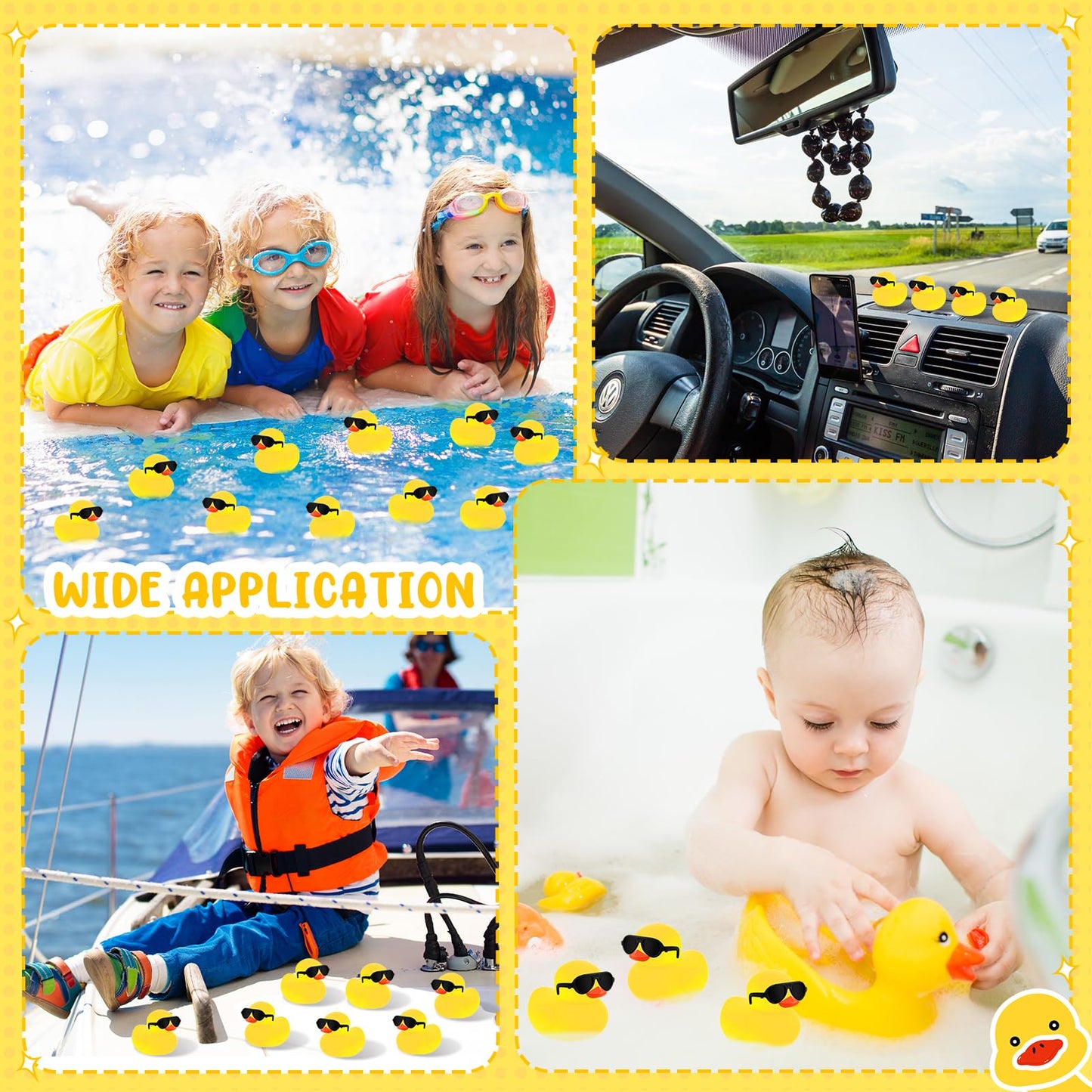 Hiboom 300 Pack Mini Rubber Ducks Set Bath Toys In Bulk With Sunglasses Float Squeak Tiny Ducks Baby Shower Rubber Duck Bathtub