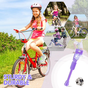 Leichten Kids Bike Kickstand For 20 Inch Wheel Children'S Bicycle Single-Side Kick Stand Rear Mount Bikes Support Racks Purple