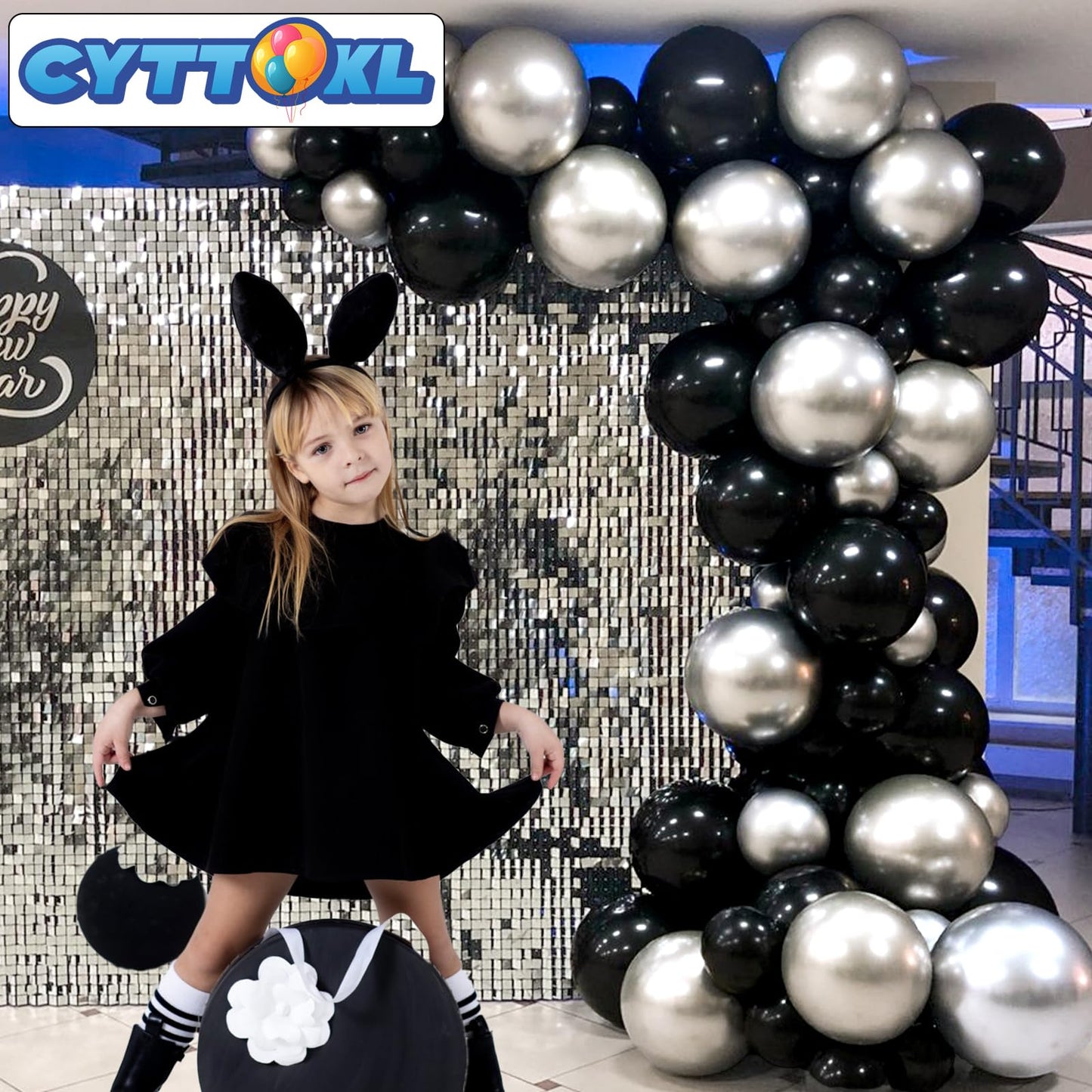 Cyttokl Black And Silver Balloons 12 Inch 100 Pack Metallic Chrome Silver Black Latex Helium Balloons For Birthday Wedding Baby