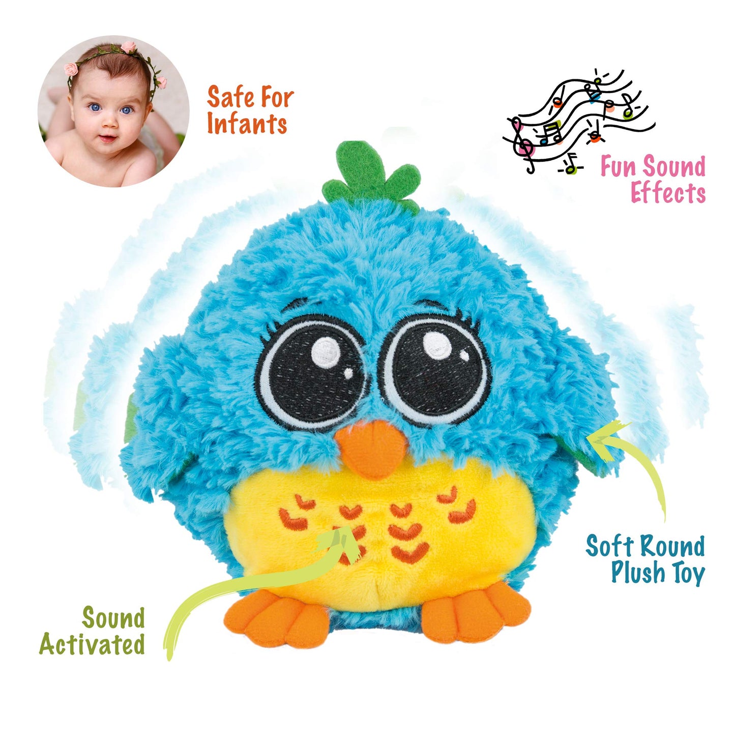 Baby Toys 6-12 Months & Up - 'Mr. Blue' Dancing & Singing Bird - Sound & Touch Activated Musical Toy For Boys & Girls - Ideal Gift For Infants, Babies & Toddlers