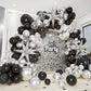 Bonropin 161Pcs Black And Silver Balloons Garland Arch Kit With Explosion Star Balloons, 5/10/12/18In Metallic Sliver And Black