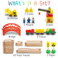Kipipol Wooden Train Set – 38 Pcs for Toddlers – Multicolor with Crane & Tracks – Fits Thomas Brio IKEA Melissa & Doug