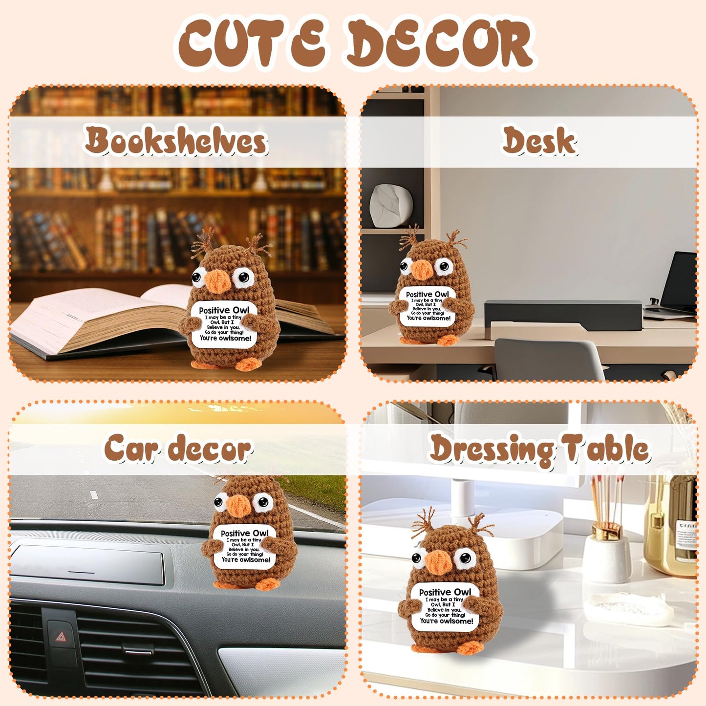 Lestp Funny Gifts Women Positive Owl Emotional Support Crochet Nuggets Pickle Plush Partner Cute Birthday Gift Gag Metal Health