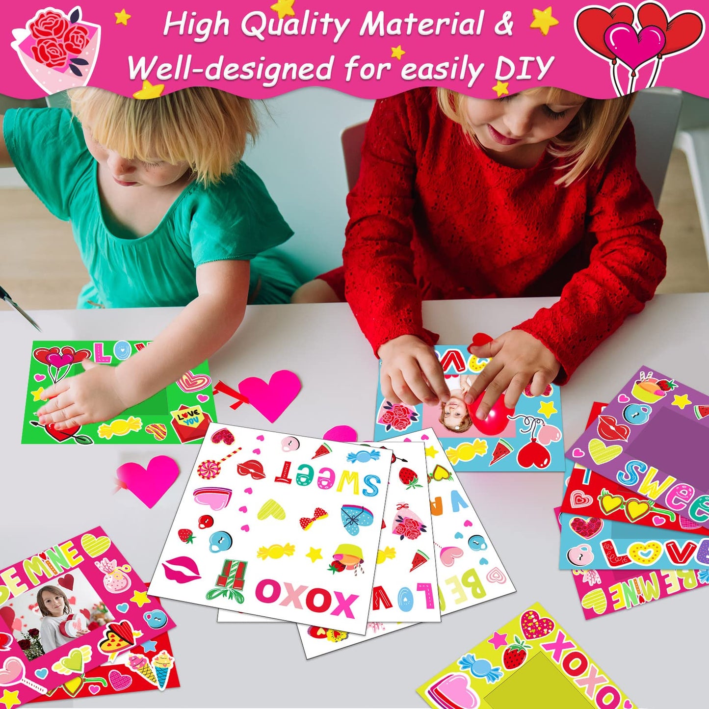 Chiazllta 30 Packs Valentines Day Picture Frame Craft Kits For Kids Valentines Diy Craft Heart Art Valentines Day Party Decorati