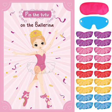 Ballerina Party Games For Girls Pin The Tutu On The Ballerina With 20 Pcs Tutu Stickers, Large Ballerina Party Games Poster For Kids Ballerina Birthday Party School Classroom Carnival Party Supplies