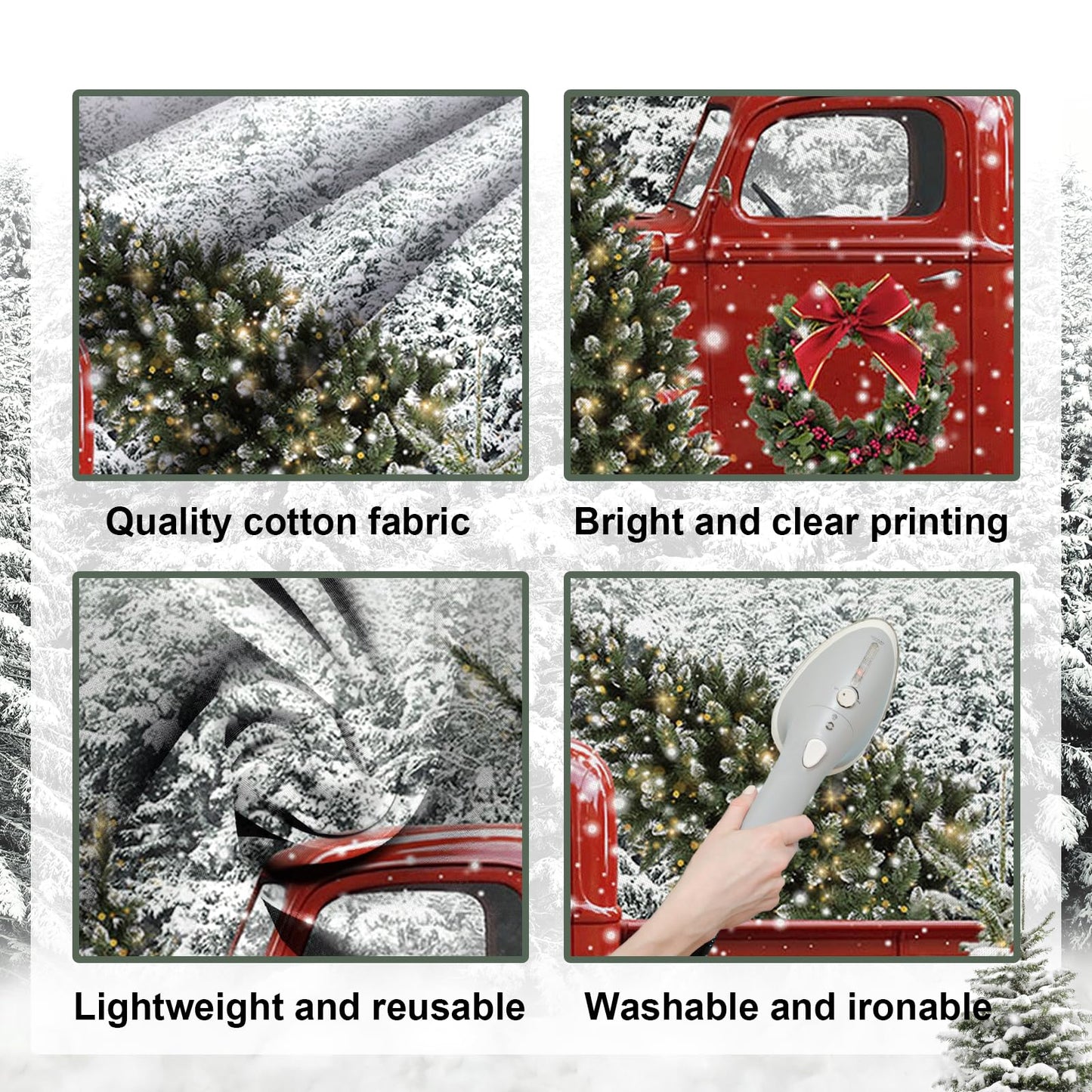 Avezano Christmas Red Truck Backdrop Christmas Backdrops for Photography Xmas Winter Holiday Family Kids Portraits Backdrops Pho