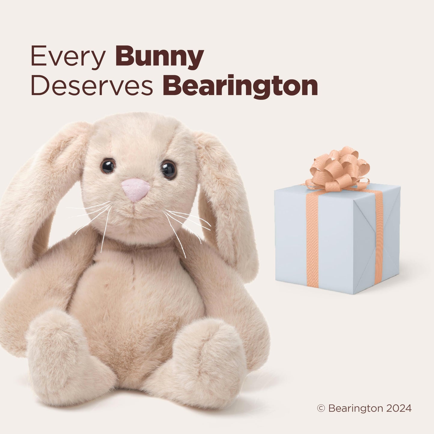 Bearington Snuggle Bunny Plush, 13.5 Inch Tan Stuffed Animal