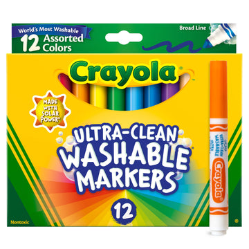 Crayola Broad Line Markers (12ct), Washable Markers for Kids, Arts & Crafts Supplies, Coloring Markers, Gifts for Kids & Toddler